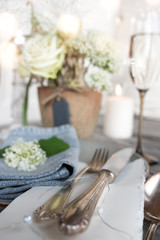 Festive table decoration for a romantic dinner