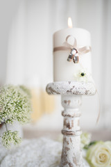 Wedding rings with candle