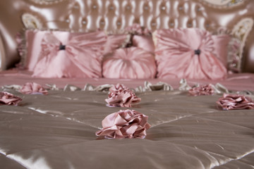 bed and pillows in luxury bedroom
