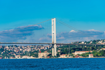 Istanbul Bosphorus and Bridge View. Bosporus bridge connecting Europe and Asia in Istanbul