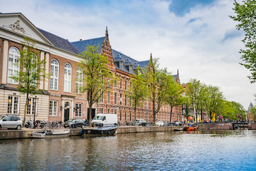 Amsterdam, the Netherlands, September 5, 2017 : Amsterdam Netherlands dancing houses over river Amstel