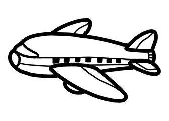 airplane / cartoon vector and illustration, black and white, hand drawn, sketch style, isolated on white background.