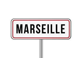 Panneau signalisation entrée ville Marseille France