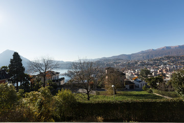 Fototapeta na wymiar Panorama from terrace over Lugano