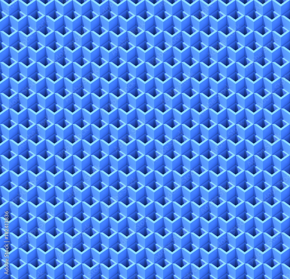Poster Abstract blue cubes. Seamless pattern background. 3d rendering