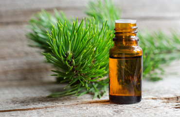 Small bottle of essential pine oil