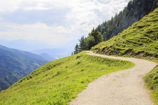 View from the Kaiserschuetzensteig towards the Inn Valley, mountain street, Kaiser Valley, Kufstein, Tirol, Austria