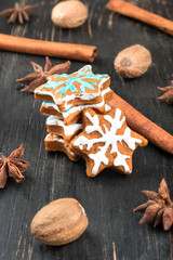 Christmas gingerbread snowflakes