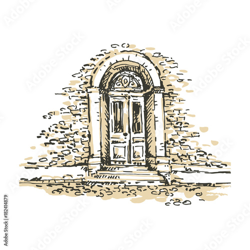 Old Door Freehand Drawing Of Front Door Old Street Sketch