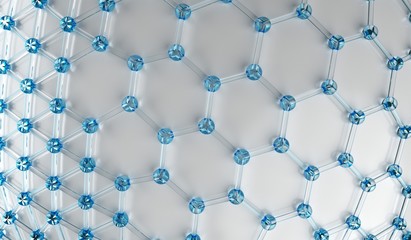 
3D Rendering Of Blue Glass Abstract Network Connections Sphere Closeup