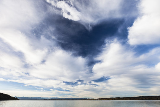 Clouded sky above Lake Starnberg, Bavaria, Germany