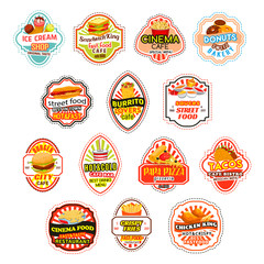 Naklejka premium Fast food meals vector fastfood icons