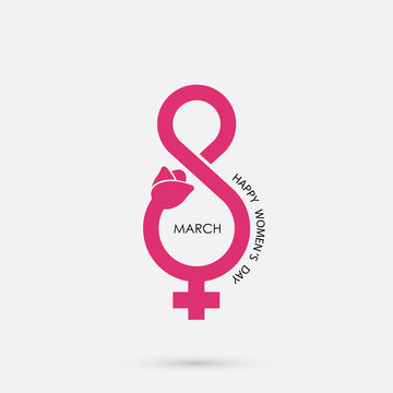 Creative 8 March logo vector design with international women's day icon.Women's day symbol.Minimalistic design for international women's day concept.
