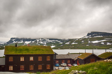Hardangervidda, Norway July 21, 2016: Norwegian village in the wild