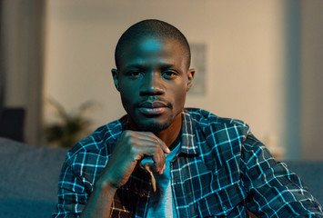 pensive african american man