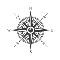 Wind Rose Compass on White Background. Vector