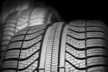 car tires profile on a black background