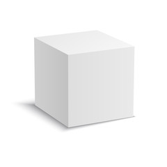 White vector cube with perspective. Realistic 3d vector illustration. - obrazy, fototapety, plakaty