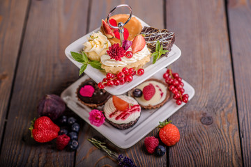 close up of colourful cake selection 
