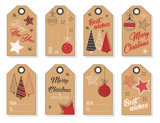 Christmas and New Year gift tags vector set