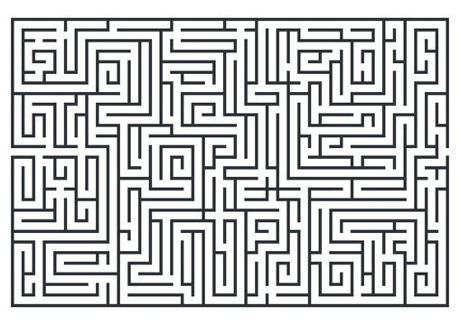 illustration of maze, labrinth. Isolated on white background. Medium difficulty.