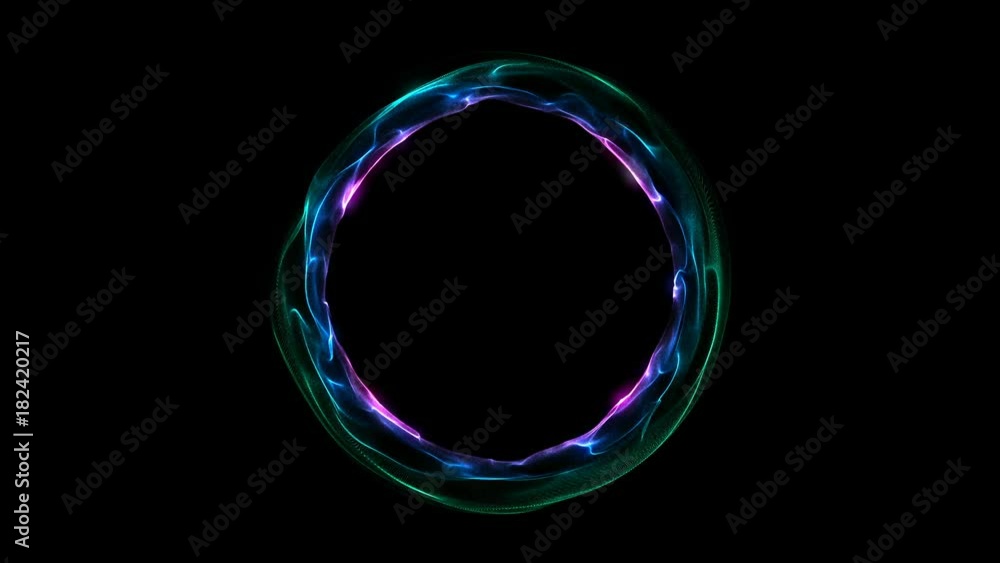 Poster glowing spiral ring. abstract digital background. seamless loop