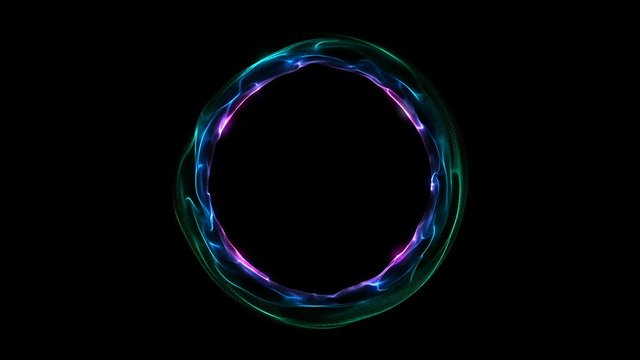 Glowing spiral ring. Abstract digital background. Seamless loop