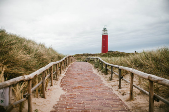 The road to the lighthouse. The Island Of Texel, Netherlands