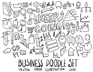 Set of Business illustration Hand drawn doodle Sketch line vector eps10
