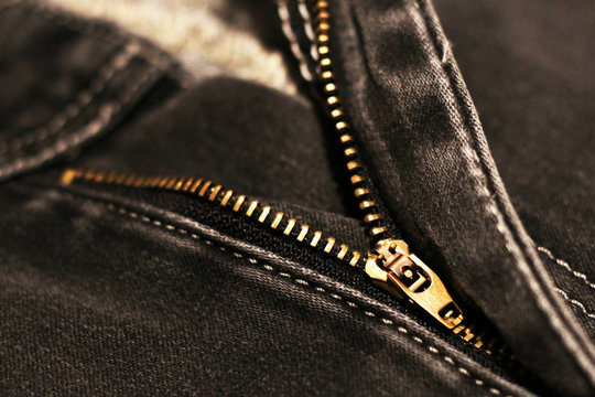 Jeans With Broken Lock Zipper.