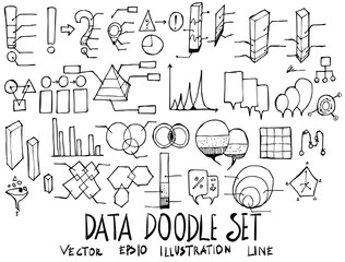 Set of Data illustration Hand drawn doodle Sketch line vector eps10