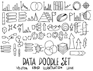 Set of Data illustration Hand drawn doodle Sketch line vector eps10