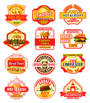 Fast food vector icons for fastfood restaurant