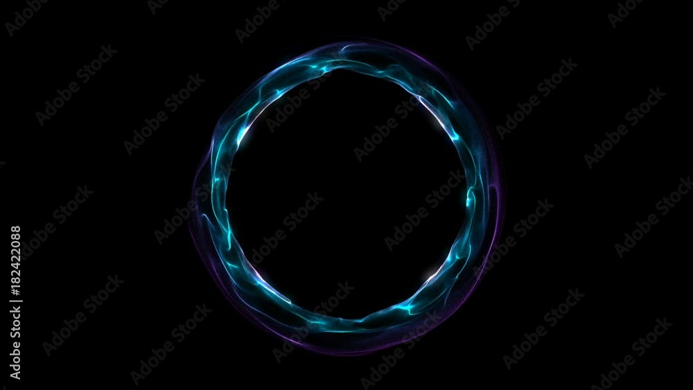 Poster glowing spiral ring. abstract digital background. seamless loop