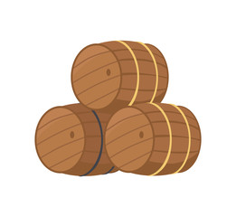 Wooden Barrels with Beer Vector Illustration