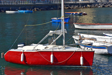 Napoli, barche nel piccolo porto di  Riva Fiorita a Posillipo