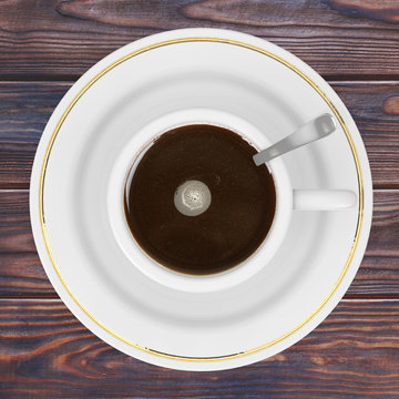 Top View of a Cup of Coffee. 3d Rendering
