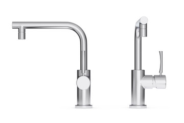Modern Stainless Steel Kitchen Water Tap, Faucet. 3d Rendering