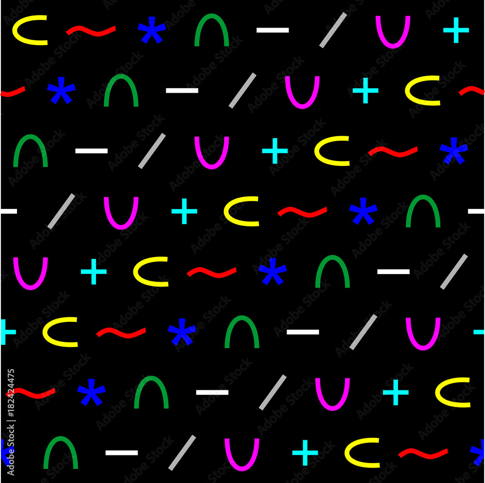 Aufkleber color seamless mathematical symbols pattern. repeated math design elements.