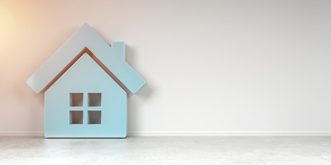 Smarthome icon in interior 3D rendering