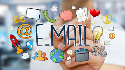 Businessman drawing manuscript contact text