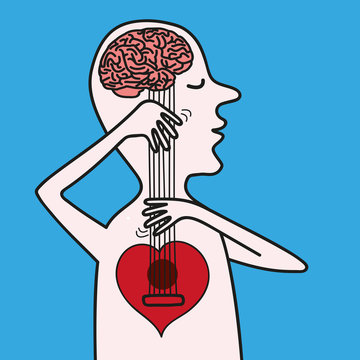 cerveau - c&oelig;ur - amour - raison - balance - concept - d&eacute;cision - esprit - aveugle - d&eacute;cider