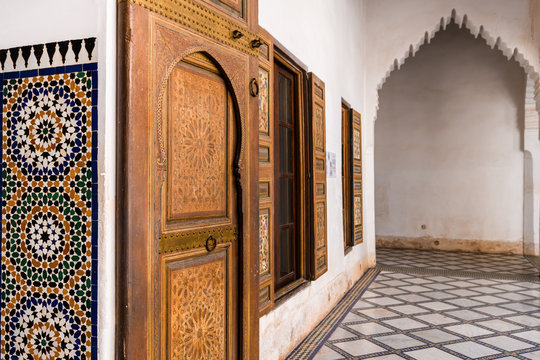 colorful tiles of marrakech bahia palace, morocco 