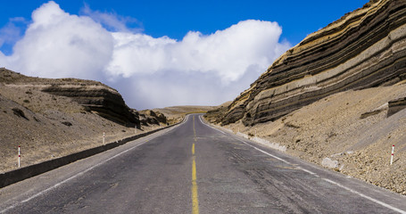 Scenic road on the slopes of Chimborazo national park, Ecuador
