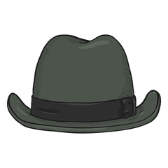 Vector Single Cartoon Classic Homburg Hat. Front View.