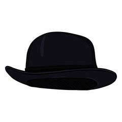 Vector Cartoon Black Color Bowler Hat
