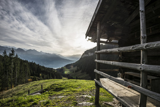 View to Lake Thun and Kander Valley, Beatenberg, Bernese Oberland, Canton of Bern, Switzerland