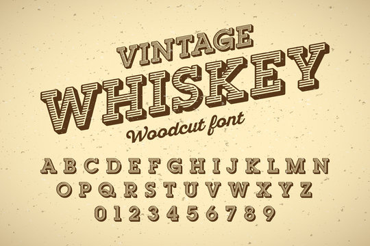 Woodcut style vintage font