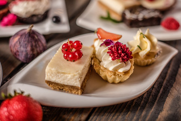 close up of colourful cake selection 