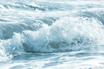 View of waves on sea beach at resort